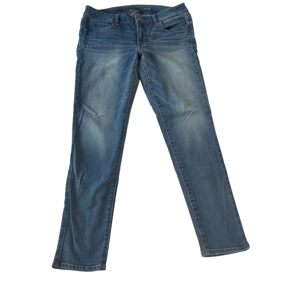 American Eagle Super Stretch Jegging Medium Wash Blue Denim Jeans Size 12 Reg